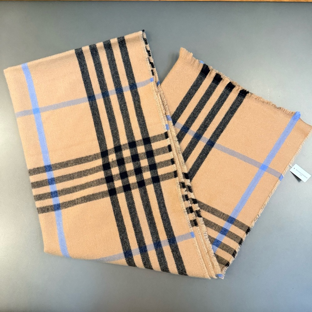 NWT Banana Republic Tan, Black, and Blue Striped Scarf
